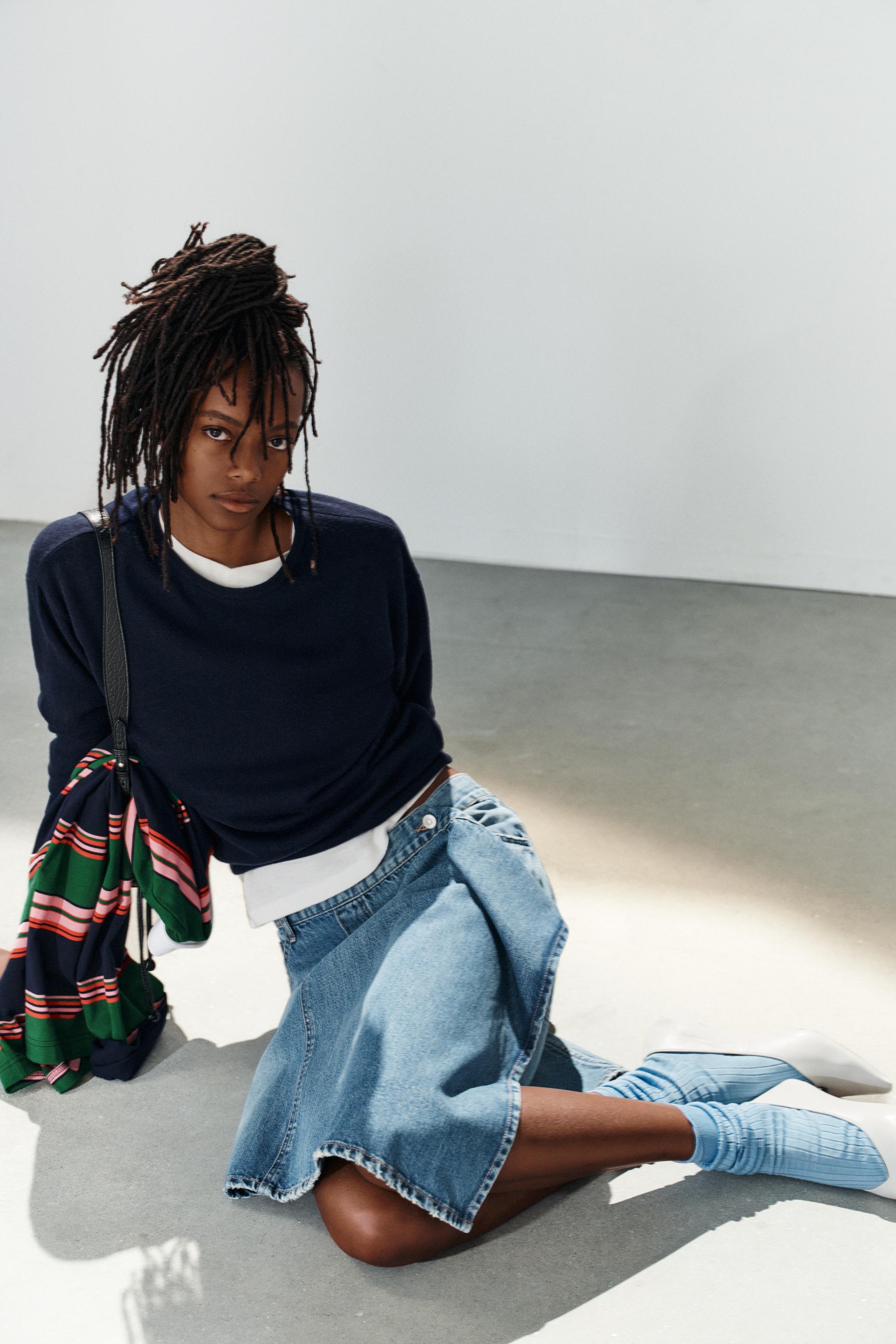 TRF ASYMMETRIC DENIM SKIRT